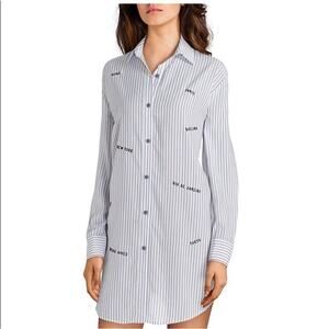 Jasmine & Ginger Destinations Sleepshirt  striped blue, white soft cozy feminine